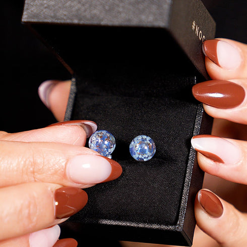 Indigo | 925er Sterlingsilber | Glühwürmchen-Glas-Ohrstecker